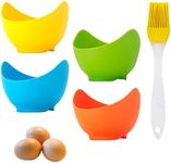 4 Pack Egg Poacher, BPA Free Silicone Egg Poachers, Egg Cups for Air Fryer, Thickened Stable Egg Cooker with Extra Oil Brush