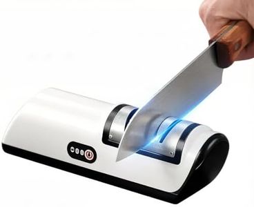 AutoSharp Electric Knife Sharpener - USB-C Fast Charging | 20° Precision Edge for Kitchen & Camping | Quick 5-Second Sharpening for All Blades | Black (White)