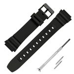 DBLACK ''CDS2'' 18mm Resin Watch Strap (Black) // Compatible With ''CASIO'' Watch Models AE-1200WH, AE-1300WH, F-108WH, W-216H & Others