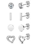 Chriscoco G23 Titanium Stud Earrings for Women Men Hypoallergenic Titanium Earrings for Sensitive Ears 20G CZ Bar Tiny Dot Heart Earrings Helix Piercing Jewelry Cartilage Earrings