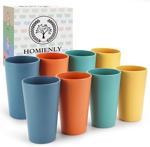 Homienly Wheat Straw Cups Plastic Cups Unbreakable Drinking Cup Reusable Dishwasher Safe Water Glasses Plastic Stackable Water Tumblers in Multi color(20 OZ 8 PCS)