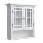 Elegant Home Fashions Bathroom Neal Wooden Wall Cabinet 2 Doors White 7473, Engineered Wood, STORAGE