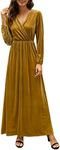 Zattcas V Neck Long Sleeve Maxi Dre