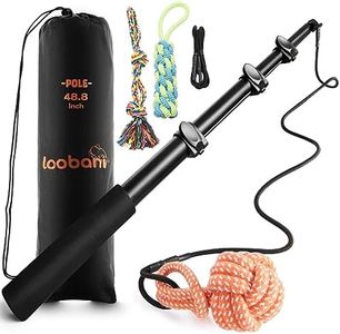 LOOBANI Flirt Pole for Dogs Chase and Tug of War, Dog Flirt Pole with Detachable Interactive Toys,Extendable Teaser Wand Flirt Stick Pole for Medium Dogs Training & Playing & Exercise(Pole-48.8inch)