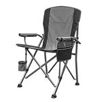 ENAVANT Camping Chair: 500 lbs Support, with Carry Bag, Cup Holder, and Organizer (Grey/Black)