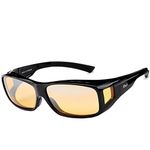 DUCO Polarised Night Driving Over Glasses Wrap Around Be Worn Over Prescription Eyewear Polarized Night Vision 8953Y (Plus Size Black)