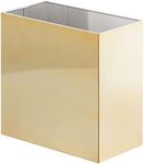 mDesign Small Steel Rectangular 2.4 Gallon/9.1 Liter Trash Can, Waste Basket for Bathroom, Bedroom, Home Office - Holds Garbage, Recycling, Household Items - Linn Collection - Soft Brass