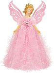 Belle Vous Christmas Tree Toppers - 20.5 x 8.2cm Plastic, Pink Angel Tree Topper - Fairy Treetop Pendant for Christmas Tree Decorations, Christmas Tree Ornaments and Festive Home Decor
