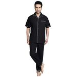 TATWAM Men's Cotton Solid Pajama And Top (5555_Black_3XL).