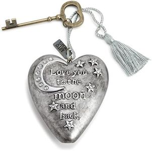 DEMDACO to The Moon Silver Tone 4 x 3 Heart Shaped Resin Keepsake Decoration