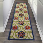 Nourison ALH19 Aloha Blue/Multicolor Easy-Care Indoor/Outdoor Area Rug Runner 2'3" x 8', 2'3"X 8', Multi