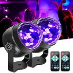 UV Black Lights for Glow Party, 6W Disco Ball LED Party Lights Sound Activated with Remote Control, 7 Modes Stage Light for UV Party Halloween Decorations Birthday Party DJ Bar Xmas(1 pcs)