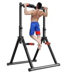 DOBESTS Foldable Power Tower Dip Station Pull Up Bar Free Stand Multifunctional Gym Workout Frame for Home Strength Training Outdoor Indoor, Triangle Legs,700 lbs