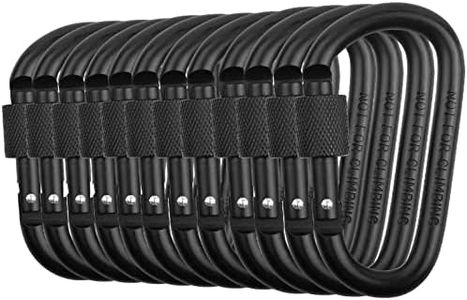Locking Carabiner Clip D Ring Spring Snap Key Chain Hook 3" Screw Gate Hook Travel Aluminum Carabiners Vonpri (Black) (12Pack)