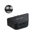 TROND Multi Plug Outlet Extender, Wall Outlet Splitter with 3 Way Plug, Cruise Ship Travel Essentials, 3-Sided Electrical Expanders, Small Multiple Adapter for Home Office Dorm Room Accessories Black