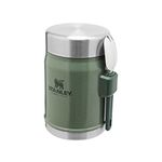 Stanley Classic Legendary Food Jar 0.4L with Spork - Keeps Cold or Hot For 7 Hours - BPA-Free Stainless Steel Soup Flask - Leakproof - Dishwasher Safe - Hammertone Green