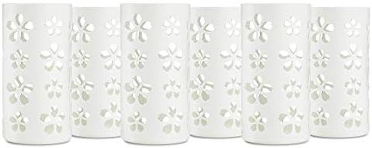 Silicone Glass Water Bottle Sleeves - 6-Pack of Protective Holders 16-18 oz Capacity - Anti-Slip Protection for Beverage Containers - Insulating Carriers for Smoothies and Juices (White Flowers)
