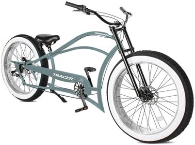Tracer Siena Adult Beach Cruiser Bike 26", Stretch Chopper Fat Tire Bicycle with High Handlebars, 7 Speed Steel Frame Cruiser for Men/Women(Gray)