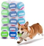Nobleza Tennis Balls for Dogs 12 Pack, 2.5in Durable Bouncy Floatable Squeaky Tennis Balls for Dogs for Fetch & Exercise, Training Interactive Natural Rubber Squeaky Dog Ball for Small Medium Dogs