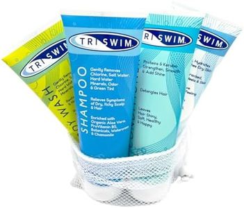 TRISWIM Gift Set Value Pack of 4 + Mesh Bag Travel Kit Swim Care Chlorine Removal Body Wash + Swimmers Shampoo + Conditioner and Lotion 8.5 fl oz for Hydrated Skin and Healthy Hair