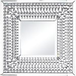 Deco 79 Glass Wall Mirror with Crystal Embellishment, 32" x 1" x 32", Silver