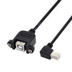 chenyang 90 Degree Left Angled USB B Type Male to Female Extension Cable with Screws for Panel Mount 50cm