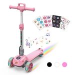 3 Wheel Kids Scooter, iScooter iK2 Electric Scooter for Kids with Bluetooth Speaker, LED Light Up Wheels and 3 Adjustable Heights, Toddler Scooter for Boys Girls Ages 3-12, Gift for Kids