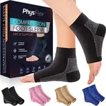 PhysFlex Compression Socks for Plantar Fasciitis, Achilles Tendonitis Relief - Ankle Compression Sleeve for Heel Spurs, Foot Swelling & Fatigue - Arch Support Brace for Everyday Use