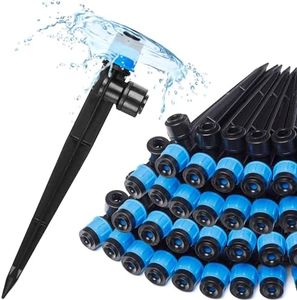 Carpathen 30pcs Drip Irrigation Emitters - 1/4" Drip Irrigation System Push-to-Connect - Adjustable 360 Degree Drip Emitters Vortex on 6" Sturdy Stake - Irrigation Drippers for Garden Watering System