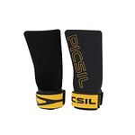 PICSIL Golden Eagle Hand Grips, Fingerless Grip Gloves Wrist Support for Weightlifting & Gymnastics with Micro-Diamond Technology for Magnesium Retention, Blocks Tears & Blisters, Gold, S/M