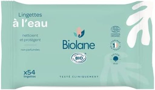 Biolane – Lingette bebe à l'eau Bio – 54 Lingettes Naturelles et BIO Composées à 99% d’Eau pour tout le Corps de Bébé– Utilisables dès la Naissance – Peaux Sensibles – Fabriqué en France