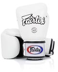 Fairtex BGV1BR Muay Thai Boxing Training Sparring Gloves for Men, Women, Kids | MMA Gloves, Kickboxing, Gym, Workout | Premium Quality, Light Weight & Shock Absorbent 16 oz Boxing Gloves-White