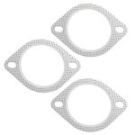 Jeffdad 3 Pcs Car Exhaust Gasket, Ultra Seal 2-Bolt Exhaust Flange Gasket Standard Exhaust Gasket, Gasket Car Accessories Made of High Temp Gasket Material(3in)