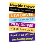 4pcs New Driver Stickers for Car, New Driver Magnet Sign Reflective Waterproof Novice Driver Sign Beginner Driver Magnet Car Decal for Novice Drivers (New Driver)