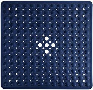 Yimobra Square Bath Shower Tub Mat for Bathroom, Non Slip Bathtub Mats with Suction Cups, Drain Holes, Machine Washable, 53 x 53 cm, Navy Blue