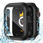 Adepoy 2 Pack Waterproof Apple Watch Series 8/7 Screen Protector 45mm, Hard Protective Cases Guard Bumper Ultra Thin Full Coverage Compatible for iWatch series 8/7 45mm