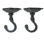 Sungmor Heavy Duty Ceiling Hooks for Hanging Plants, 2PC Black 3.5x3.9Inch Large Cast Iron Ceiling Hooks, Antique Decorative Ceiling Swag Hooks for Hanging Planter Chandelier Wind Chime Lantern Hanger