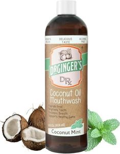 Dr. Ginger's Coconut Oil Pulling Mouthwash, All-Natural Oil & Xylitol to Target Bad Breath, Support Tongue and Gum Health and Brighten Teeth, Fluoride-Free, Coconut Mint Flavor, 14fl oz, 1ct
