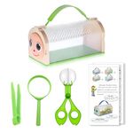 5 Pcs Outdoor Explorer Kit Bug Catcher Kit for Kids Adventure Bug Catcher Set Insect Catching Kit Bug Hunting Kits Insect Observation Box, Tweezers, Insect Catcher, Magnifying Glass (Green)