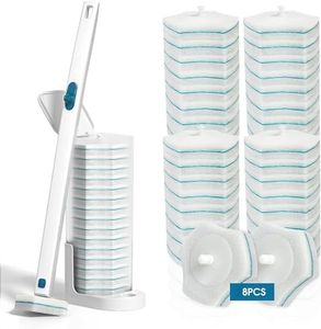 Stanley Disposable Toilet Brush with Holder and Refill, Pack of 8 Refills for Deep Cleaning (Toilet Brush+8 Sponges)
