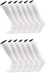 TCK Over the Calf Work Socks 12 Pair Moisture Wicking for Men and Women (White, Large)