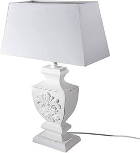 53 cm lampada da tavolo antica lampada da comodino lampada base legno con paralume lampada da tavolo decorazione classica per la camera da letto soggiorno sala da pranzo shabby bianco