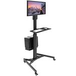 Mount-It! Adjustable Mobile PC Workstation with Single Monitor Mount | Mobile Standing Computer Workstation with Adjustable Keyboard Tray and CPU Holder | Rolling Desk Fits 13 to 32 Inch Monitors