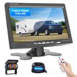 RV Backup Camera and Monitor Kit,Podofo 7 inch HD LCD Car Monitor and Waterproof Night Vision Rear View Camera for Car/RV/Truck/Trailer/Pickup/Van/Bus/Camper with 15m/49ft Video Cable