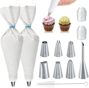 Reusable Piping Bags and Tips Set - 16inch Cotton Pastry Bags for Cake Decorating, Cupcakes, Cookies | Durable Cotton Exterior, Eco-Friendly Baking Kit for Home Bakers & Chefs