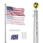 SENZHIYI 30FT Telescoping Flag Pole Kit, Heavy Duty 16 Gauge Aluminum Outdoor In Ground Flag Poles with 3x5 USA Flag, for Residential or Commercial,Garden,Yard Flag Poles
