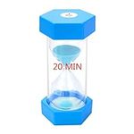 Sand Timer 20 Minute Hourglass: Unbreakable Blue Sand Clock, Large Sand Watch 20 Min, Colorful Plastic Hour Glass Sandglass for Kids, Games, Classroom, Kitchen, Decorative