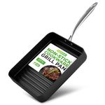 NutriChef, Grill Pan, Stove Top Griddle, Nonstick 11-Inch (28cm) Square Grill and Griddle Pan- Dishwasher Safe, PTFE/PFOA/PFOS Free