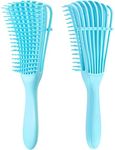 2 Pieces Detangling Brush for Afro America/African Hair Textured 3a to 4c Kinky Wavy/Curly/Coily/Wet/Dry/Oil/Thick/Long Hair, Knots Detangler Easy to Clean (Sky Blue)