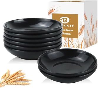 BUSOKIP 4 Inch Dipping Bowls 8 Pieces, Lightweight and Unbreakable Wheat Straw Plates, Small Soy Sauce Dishes, Small Serving Bowls for Side Dishes, Condiment, Appetizer (Black)